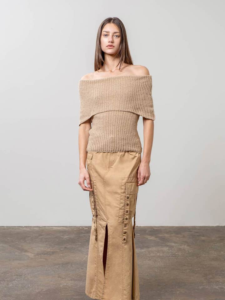 MAGLIONE A MANICHE CORTE CON SPALLE SCOPERTE per la vendita all'ingrosso da parte di Moon River