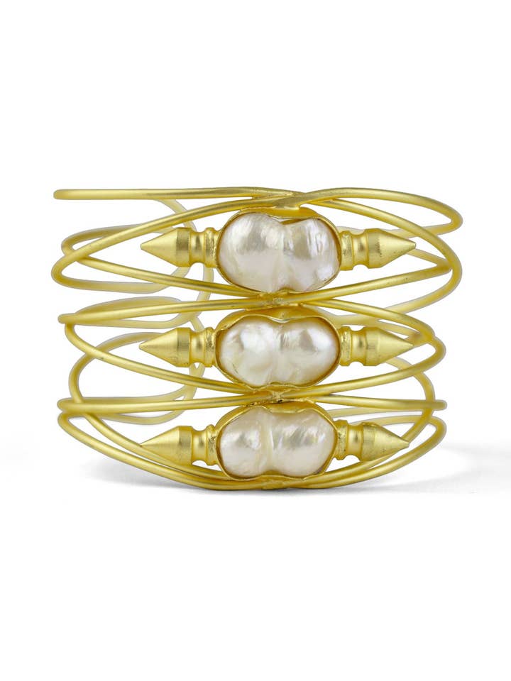 Cuff Bangle With Pearl Accent for wholesale by Equal Hands