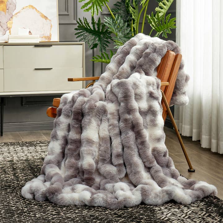 DreamValley - Wholesale Throw Blanket - CB Faux Fur Bubble Throw Blankets, Tie-dye Color, 60"x80" 3