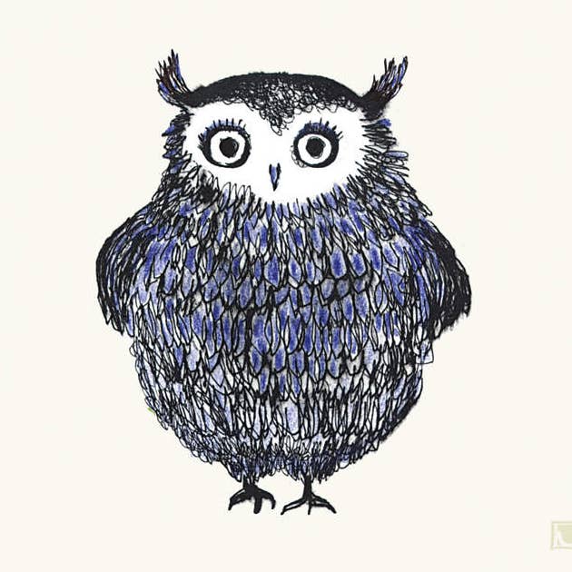 Small Blue Owl for wholesale by Paper Bird Publishing