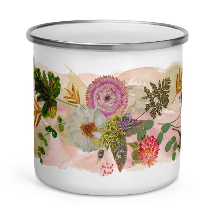 Forest Feast Fall Floral Enamel Mug for wholesale by The Forest Feast