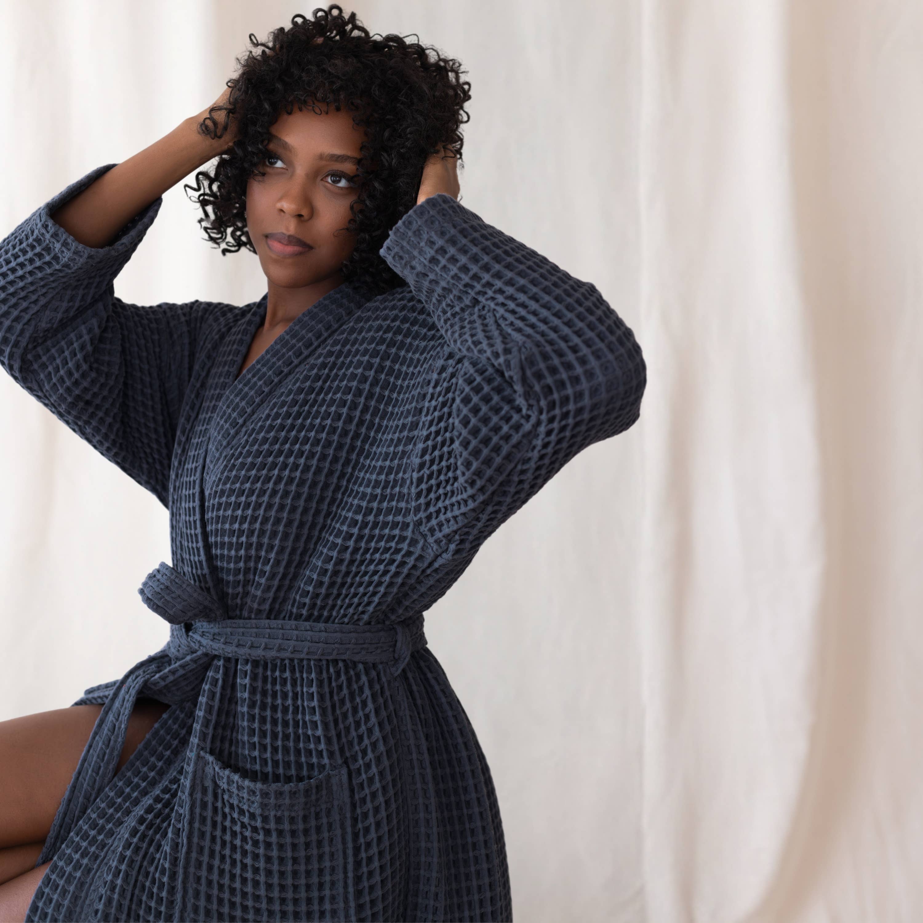 Vivamaison - Wholesale Robe - Unisex - Luxurious Waffle Kimono Bathrobe, 100% Cotton, Unisex Style7