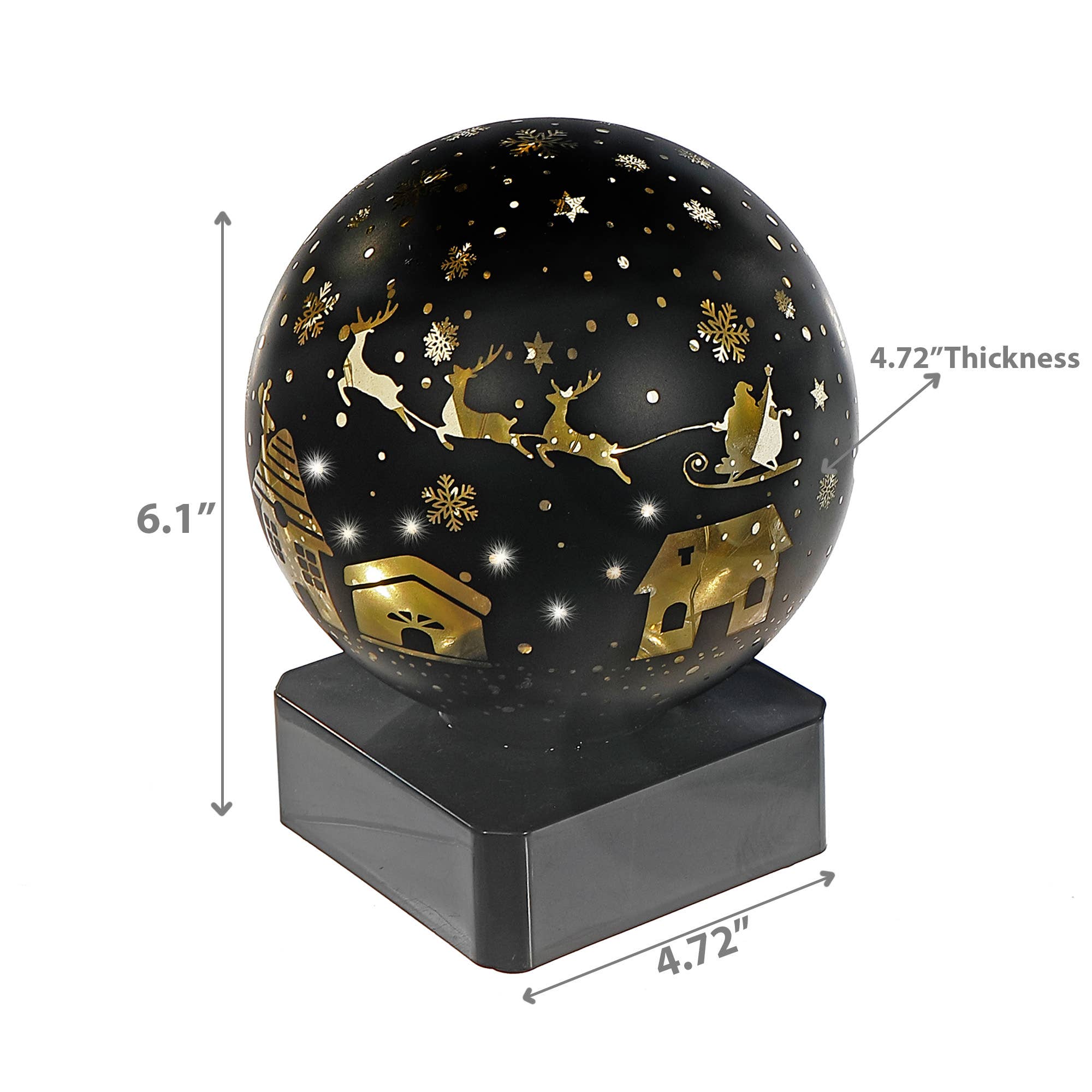 IH Casa Decor - Wholesale Christmas Decoration - LED ROUNDED GLASS STAND (SANTA ON A SLEIGH) (BLACK)2