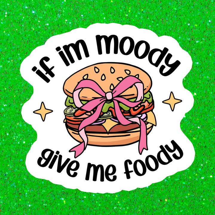 Autocollant en vinyle étanche drôle et relatable pour les gourmands affamés pour la vente par Stickers+ X Ashley Bexar