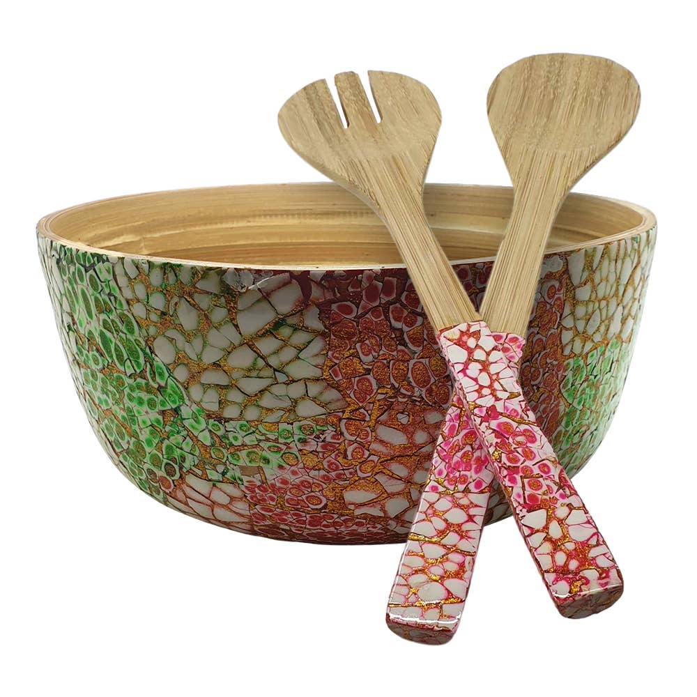 VIE - Wholesale Serve Bowl - Bamboo Salad Bowl, 23x10cm, with Matching Salad Servers13