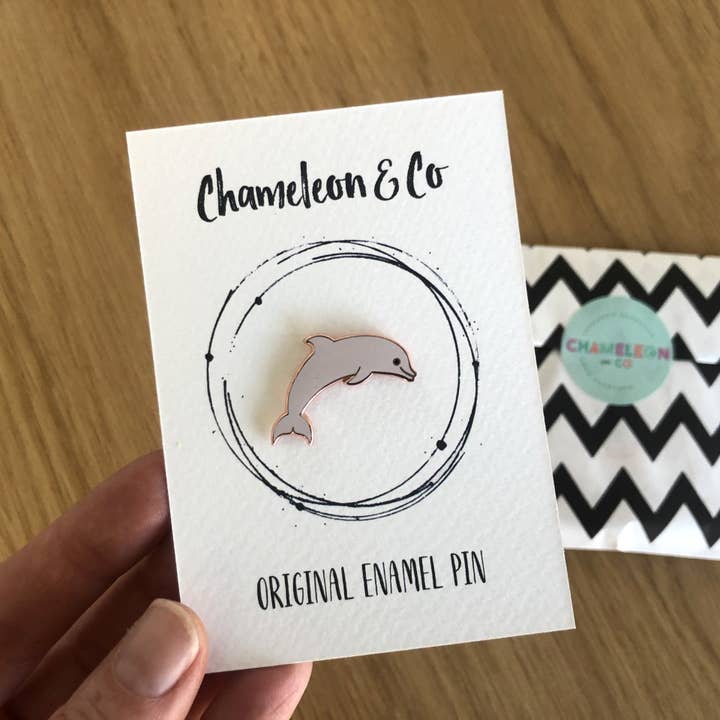 Dolphin Enamel Pin for wholesale by Chameleon & Co