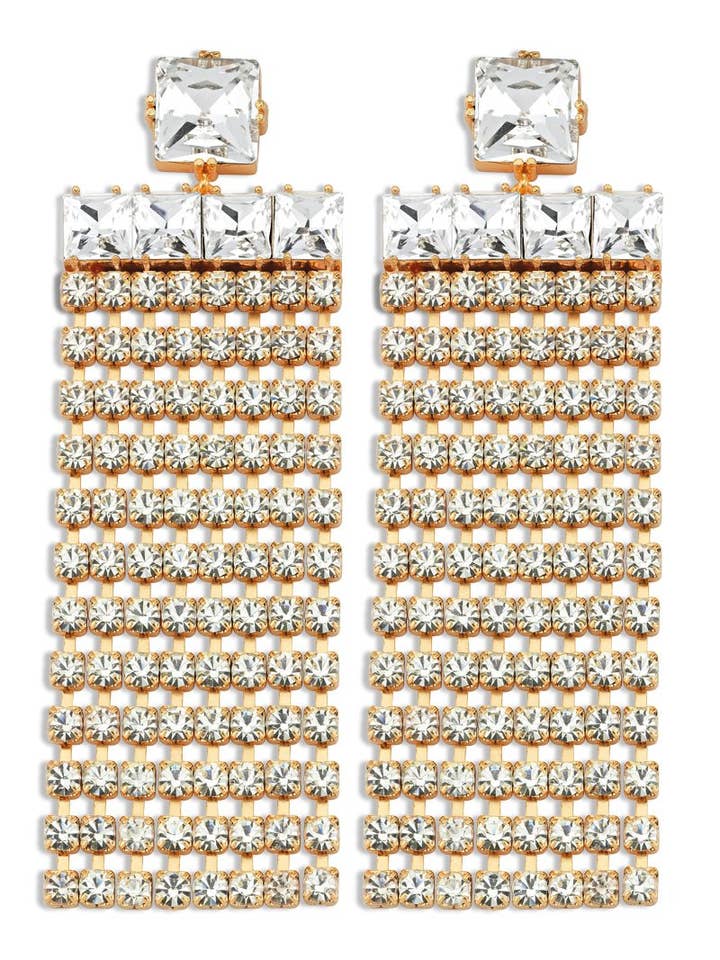 Boucles d'oreilles Cher en cristal diamanté en or pour la vente par Ninon