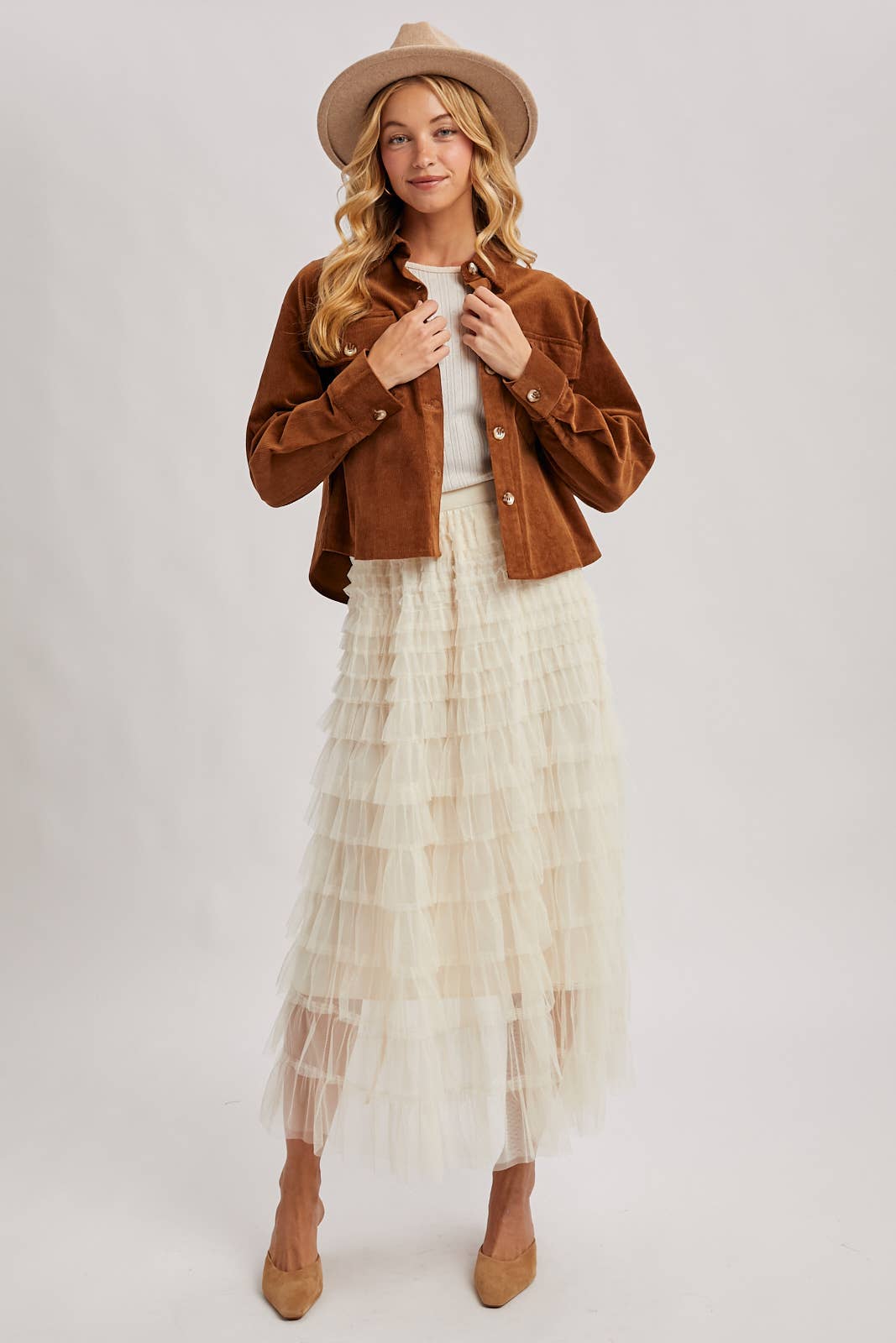 Bluivy - Wholesale Jacket - Women's - CORDUROY CROPPED BUTTON DOWN SHIRT JACKET43