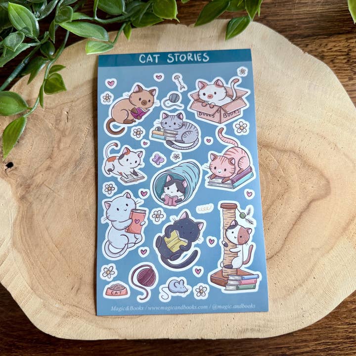 Katverhalen stickervel voor wholesale door Magic&Books