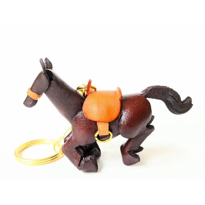 Porte-clés en cuir de cheval au galop/L Accessoire porte-bonheur fait main pour la vente par VANCA CRAFT