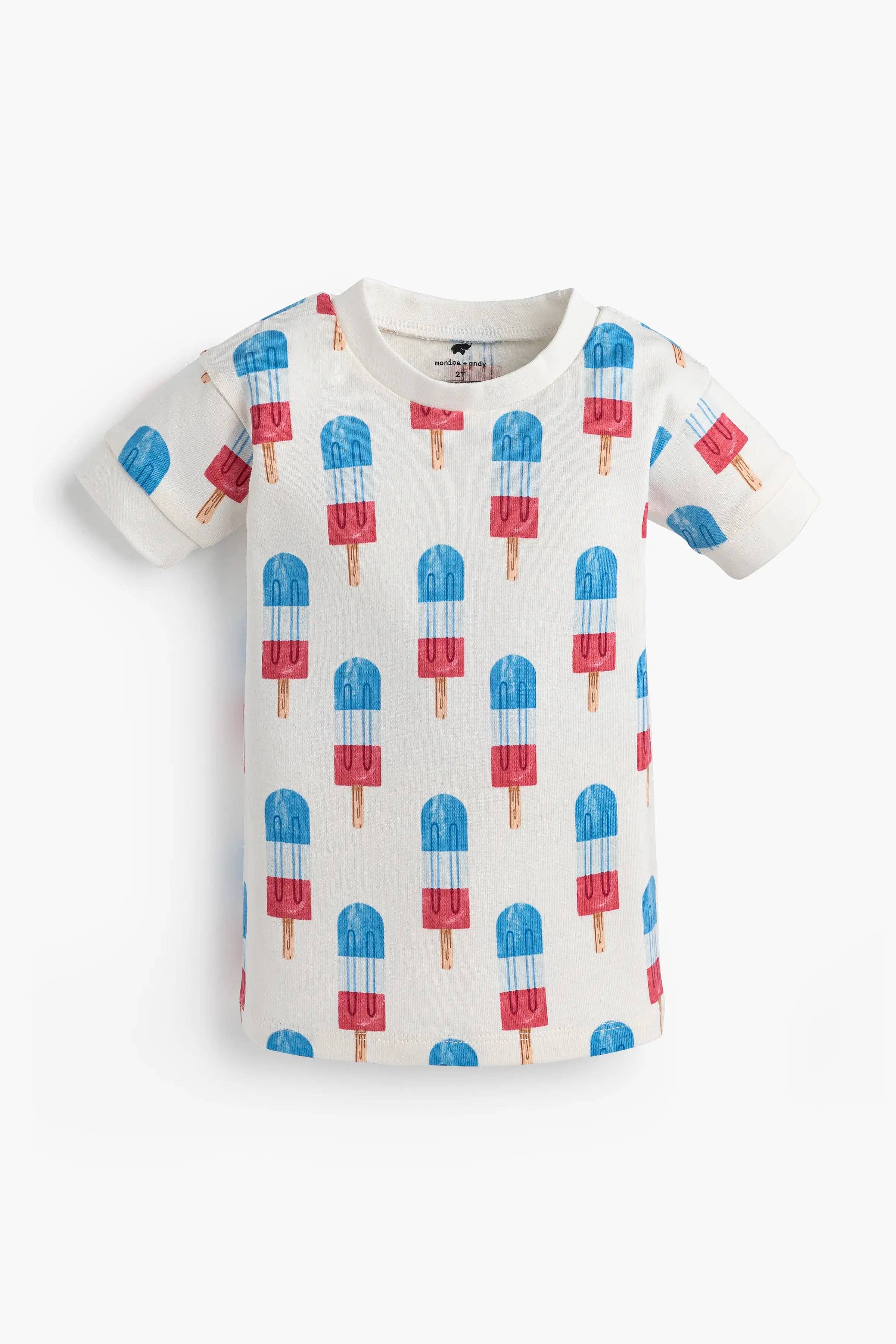 Monica + Andy - Wholesale Sleepwear Set - Kids - 4th of July Two-Piece Shorty Pajama Set_Americana Ice Pops7