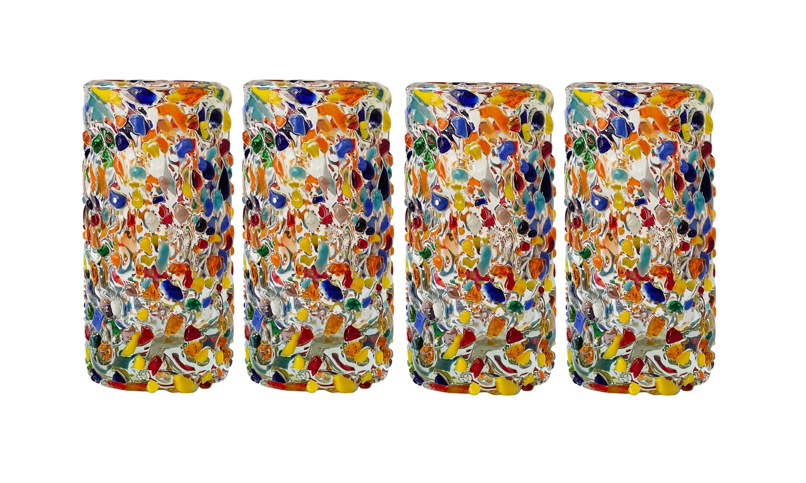 MEXTEQUIL - Wholesale Shot Glass - MEXTEQUIL Hand Blown Shot Glasses Set of 4 2 Oz -Confetti2