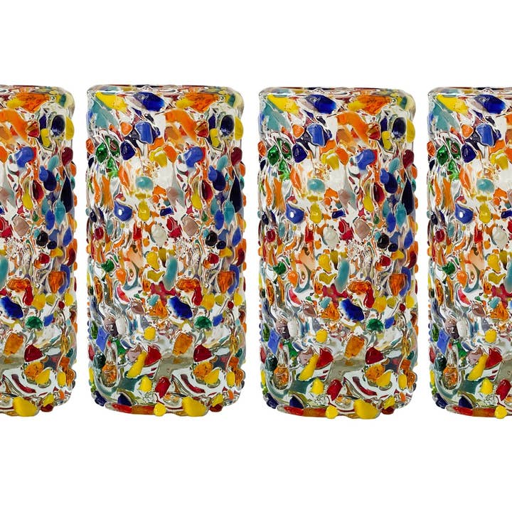 MEXTEQUIL - Wholesale Shot Glass - MEXTEQUIL Hand Blown Shot Glasses Set of 4 2 Oz -Confetti2