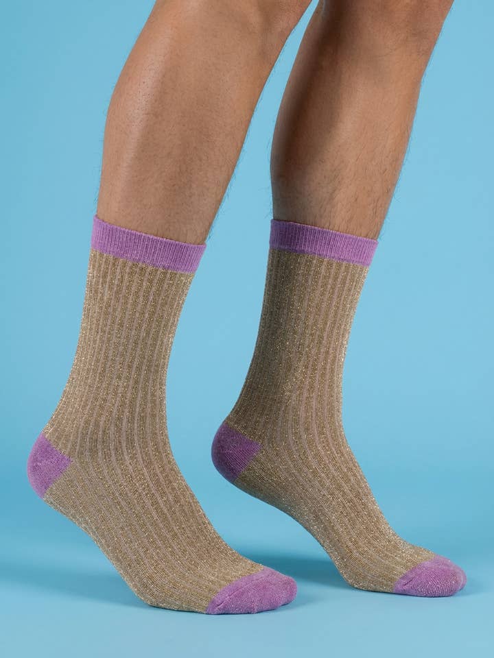Chaussettes Lurex Chara Ahquiles couleur mauve doré pour la vente par SWEET PARIPE
