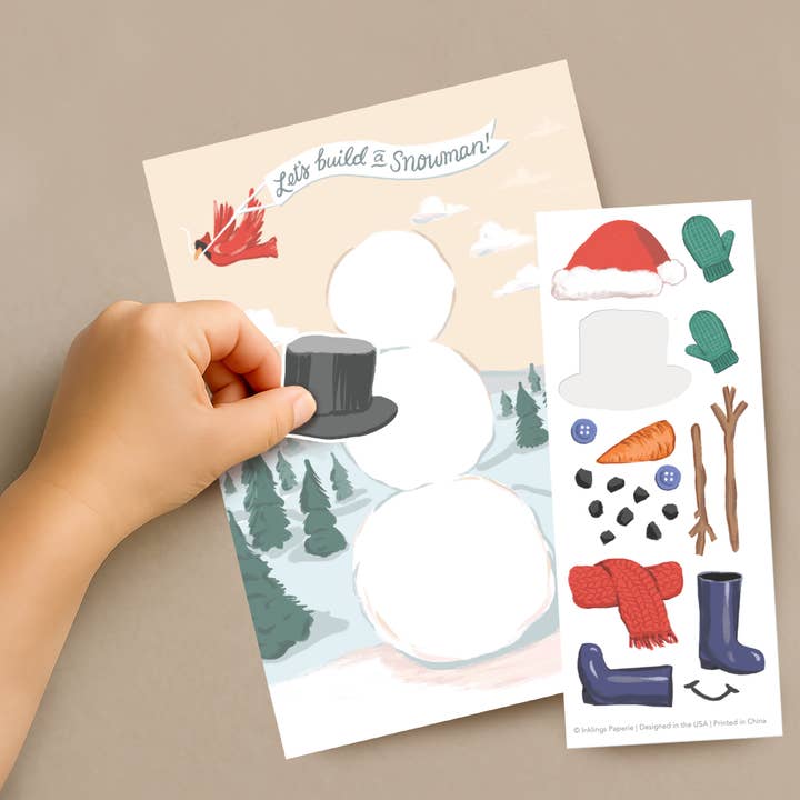 Inklings Paperie - Wholesale Season's Greetings Card - Sticker Scene Card - Build a Snowman6