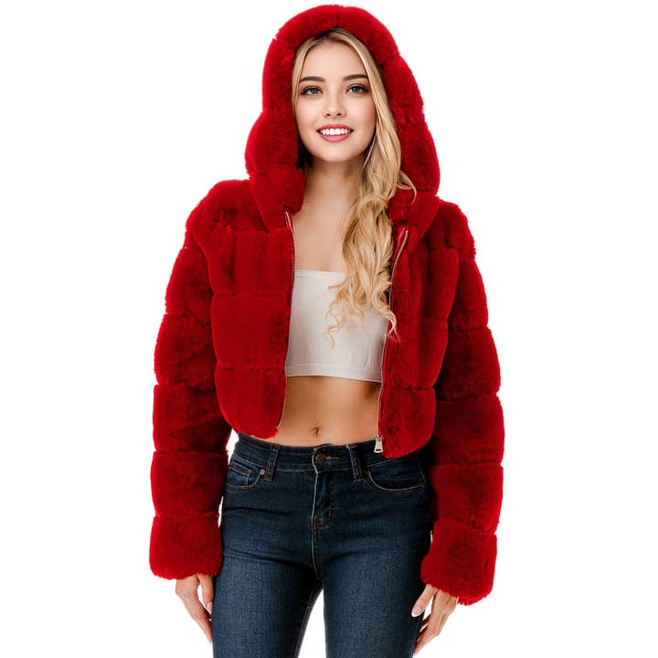 LUXE FROST FAUX FUR HOODIE for wholesale by Black Pearl Clothing
