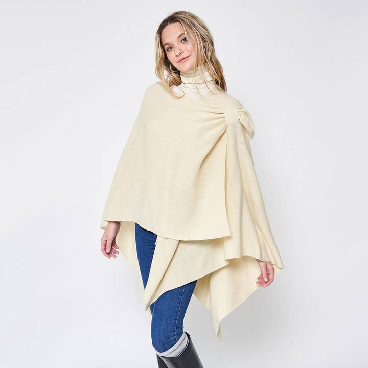 Fashion City - Wholesale Poncho - Women's - Solid Ruana with Shoulder Strap