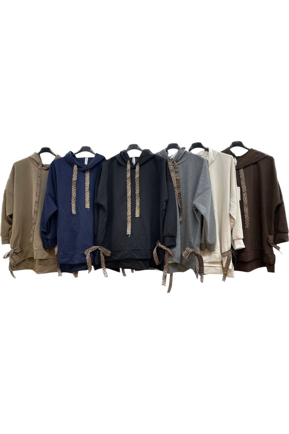 Miss Bold – wholesale Hoodie – Women's – Italian Leopard Trim Relaxed Fit Hoodie Top1