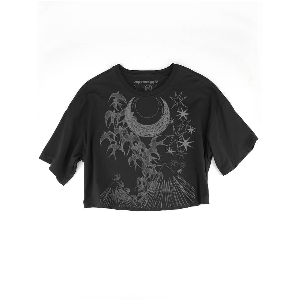 Night Flight Clover Crop Tee for wholesale by Supermaggie @ Faire