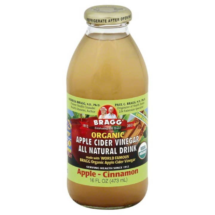 KeHE Distributors, LLC - Wholesale Wellness Juice/Tonic - Bragg Apple-Cinnamon Organic Apple Cider Vinegar Drink, 16 Fo (Pack of 12)