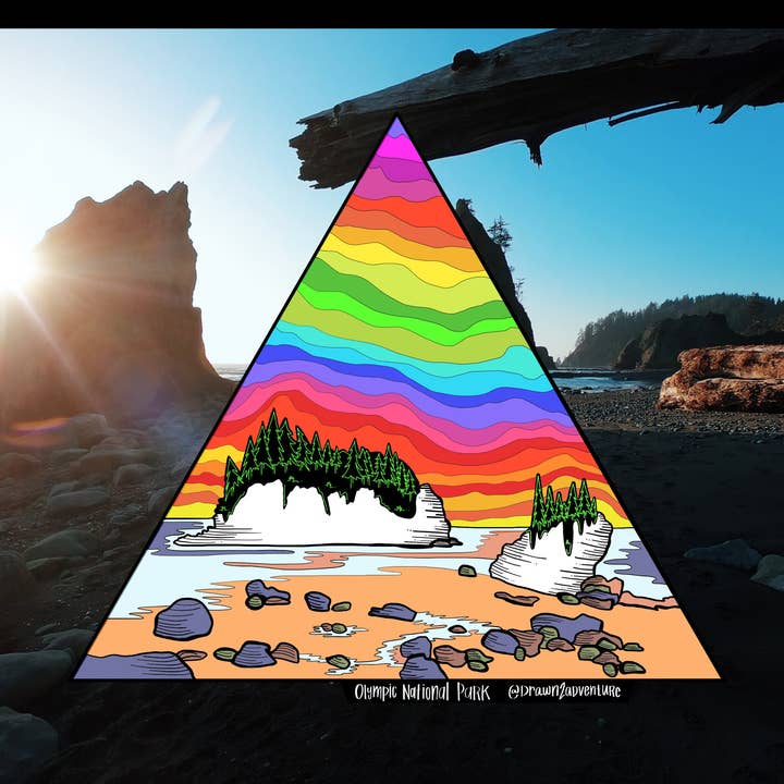 Olympiska nationalparken, Washington Coast: Klistermärke för wholesale av Drawn2adventure