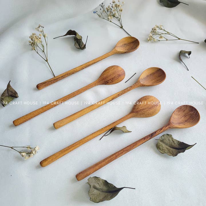 194 Craft House - Wholesale Kitchen Spoon - Handcarved Wooden Stirring Spoon - Kitchen Serving Utensils