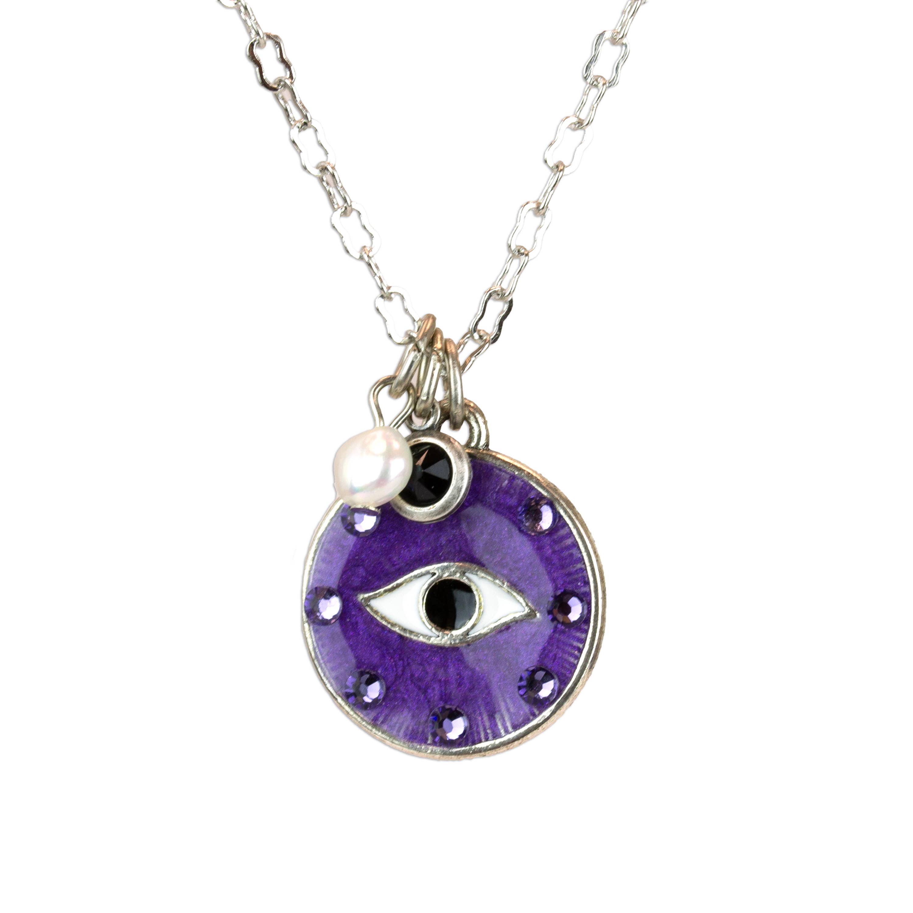 Anne Koplik Designs, Inc. – Engroshandel Halskæde med vedhæng – Lilla Evil Eye Amulet Crystal Jumble Charm halskæde0