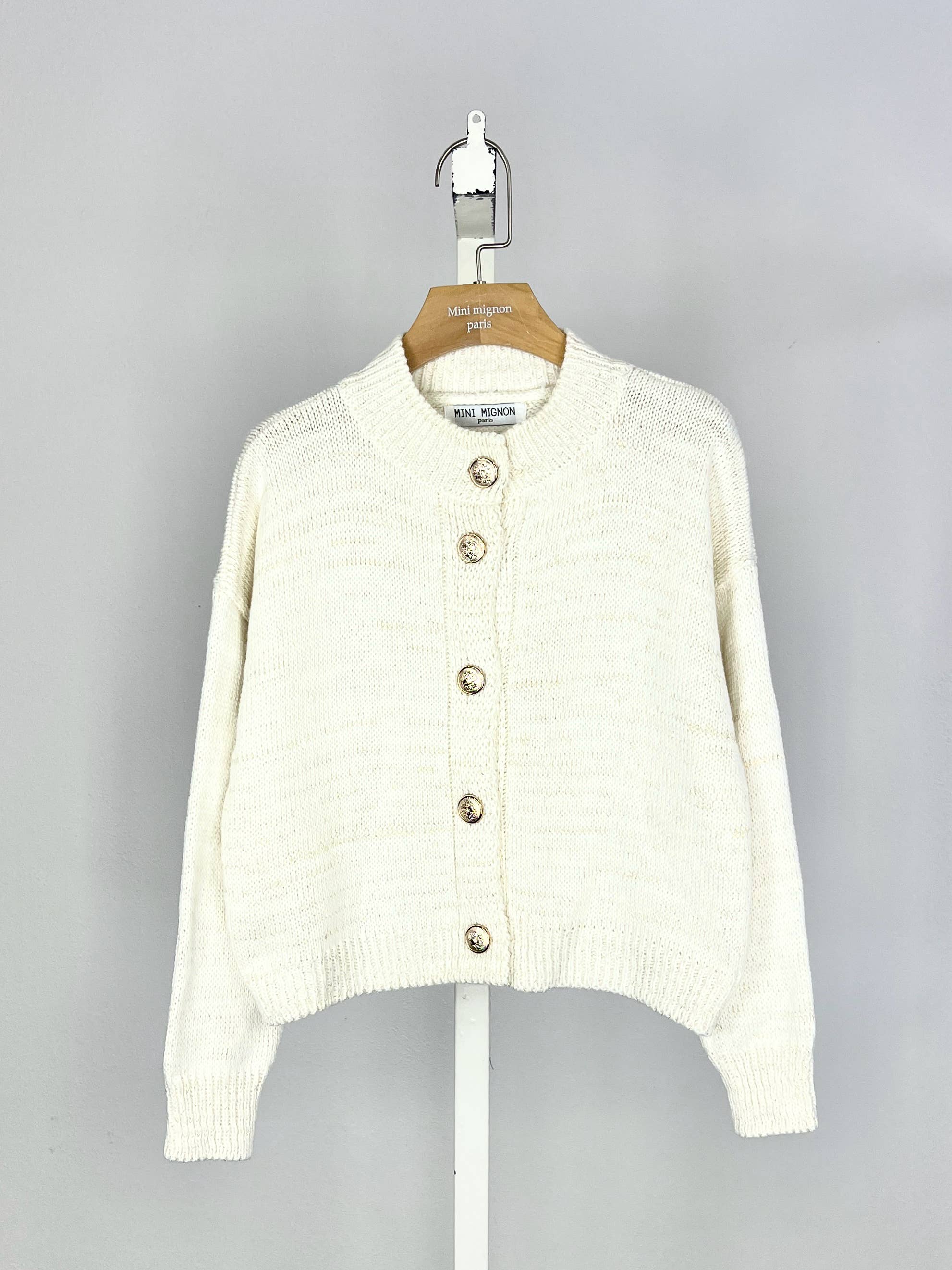 MINI MIGNON PARIS - Wholesale Cardigan - Kinderen - Gebreid vest met gouddraad voor meisjes5