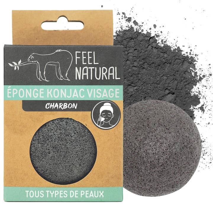 Konjac charcoal face sponge for wholesale by FRENCH TENDANCE
