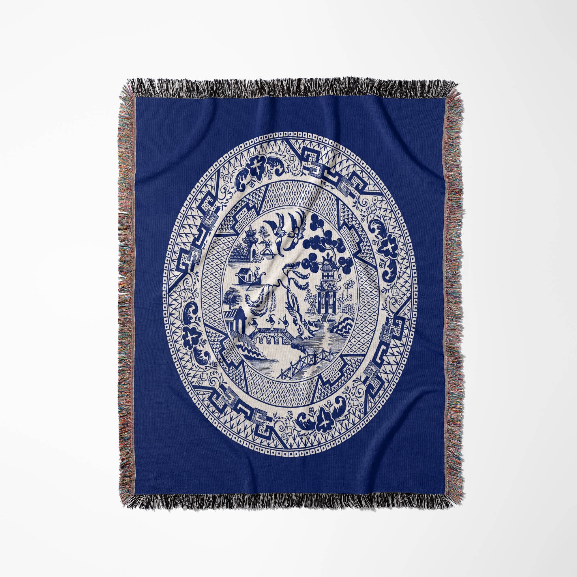 3dRose - Wholesale Throw Blanket - 3dRose, Willow Pattern in Delft Blue and White, Blanket