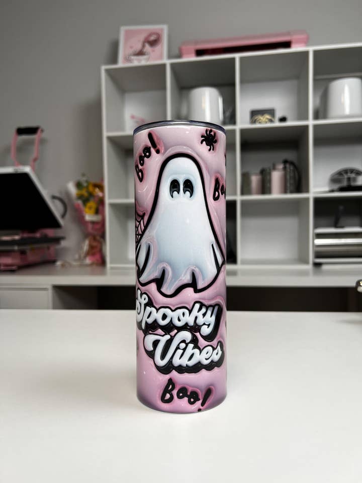 Copo Personalizado de Aço Inoxidável 3D Spooky Vibes 20oz #2 por atacado de Selena Marie LLC