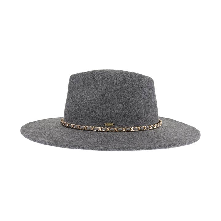 C.C Beanie - Wholesale Fedora - Women's - Chain Trim Band C.C Vegan Fabric Hat VFE0003