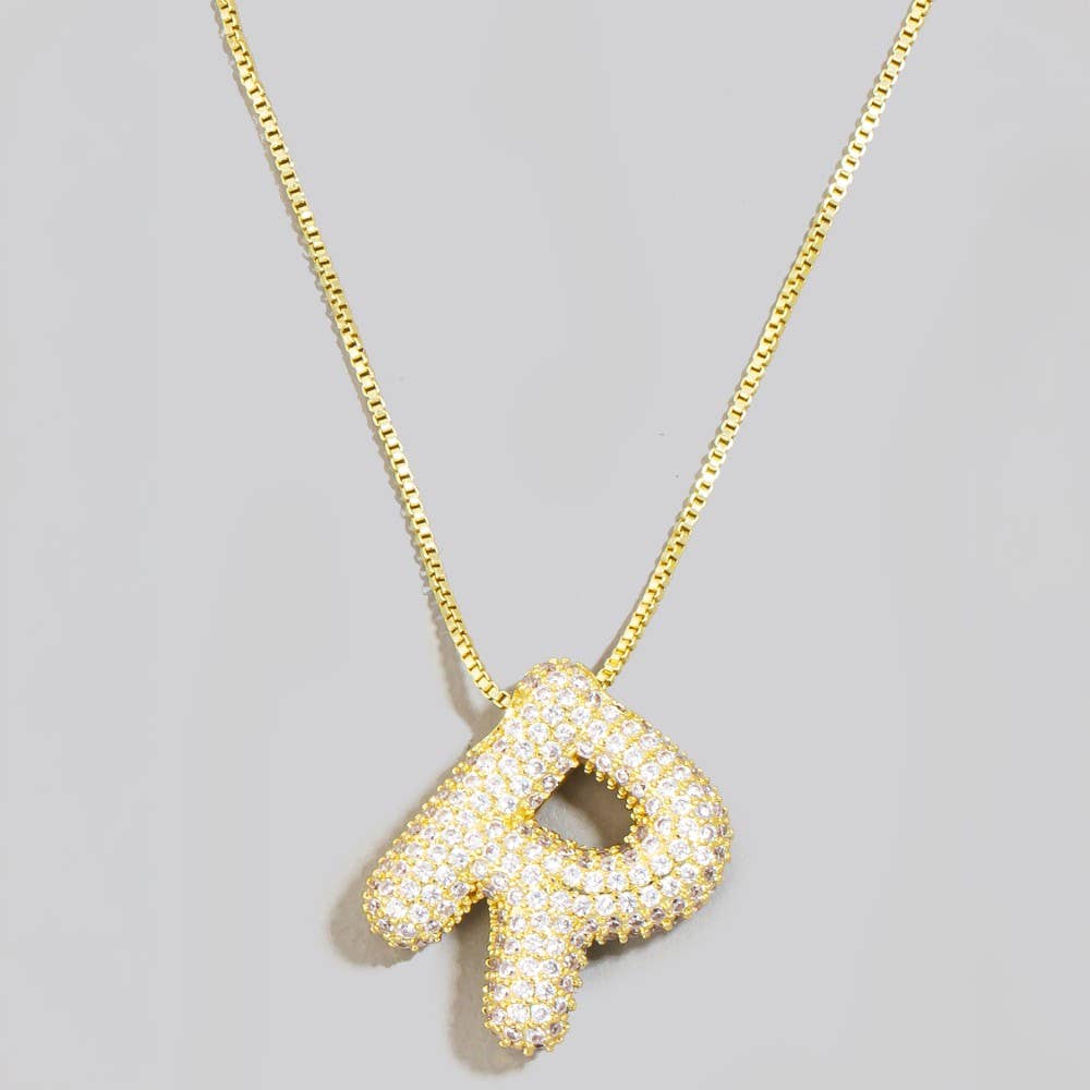 The Looks by Fame Accessories - Venta al por mayor Collares con colgantes/abalorios - Collar con colgante inicial de burbuja pavé17