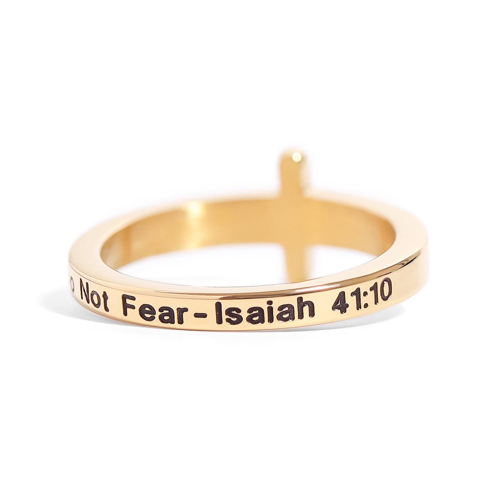 WJW - Wholesale Multi-Stone Ring - 18K Gold PVD Engraved Bible Verse CZ Cross Ring Gift6