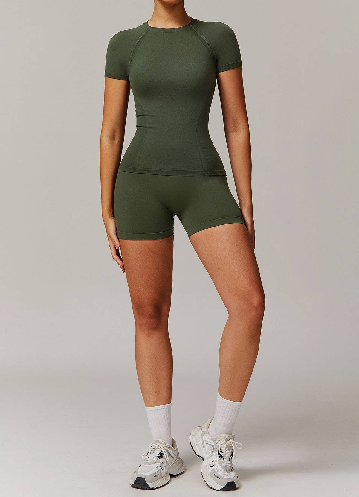 Crave by FW - Wholesale Activewear Set - Women's - Yoga Wear Set with Short Sleeve T-Shirt and Short4