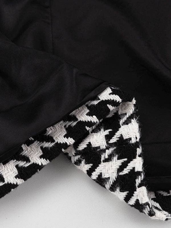 NEGRO Gabardinas holgadas de manga larga con forma de pata de gallo, espalda dividida y solapa atadas a la cintura de venta al por mayor en Faire15