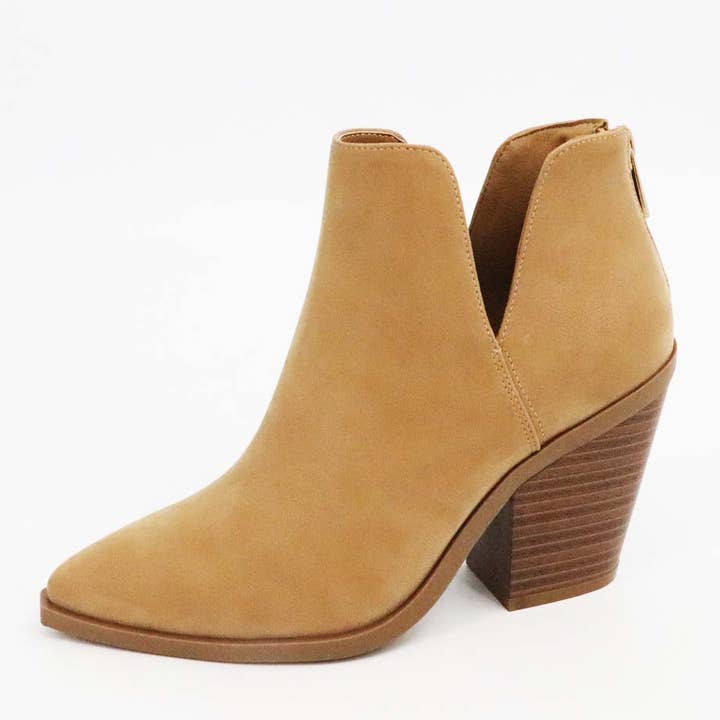 Mars Sky Shoes Wholesale - Wholesale Booties - Women's - Bamboo UPSTREAM-13 Women Chunky Heel Cutout Slipon Booties
