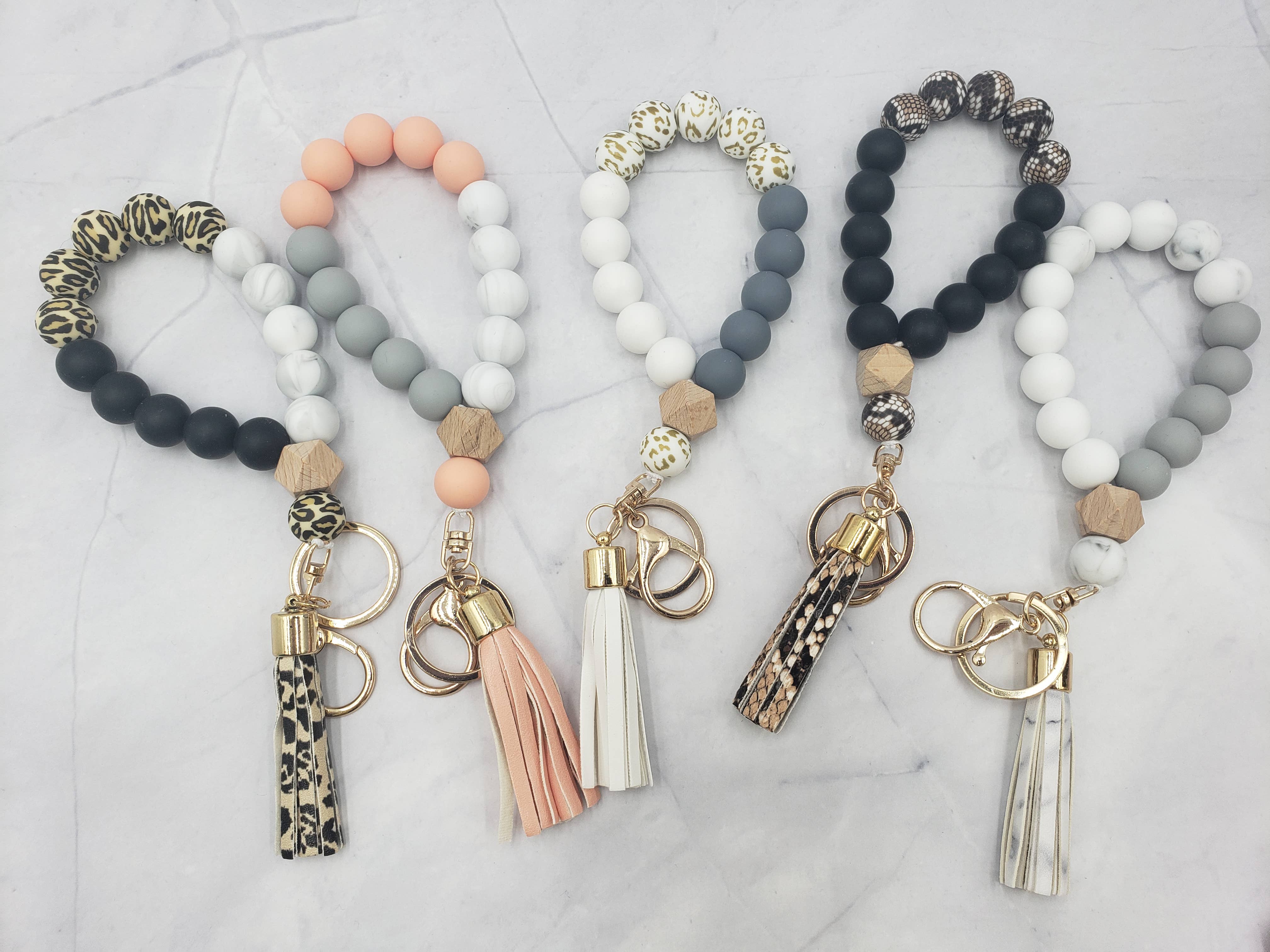 Designs by Kim - Wholesale Keychain Bracelet - Wristlet Bangle Keyring Silicone Beaded13
