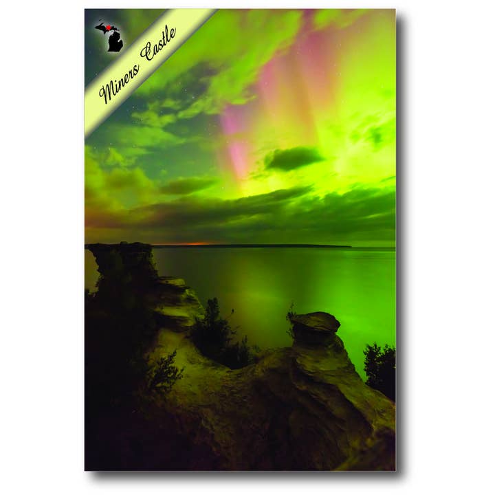 NORTHERN LIGHTS - MINERS CASTLE - Michigan Postcard for wholesale by Phil Stagg Photography