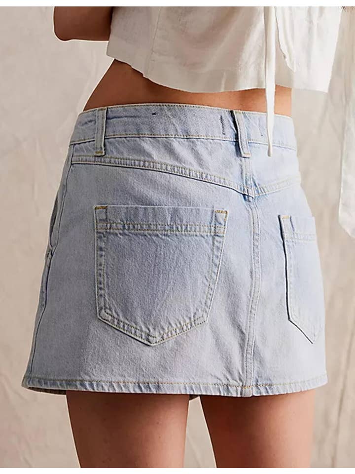 Sweetkama – Großhandel Rock – Damen – Damen-Mini-Jeansrock mit asymmetrischer Tasche SKS5414