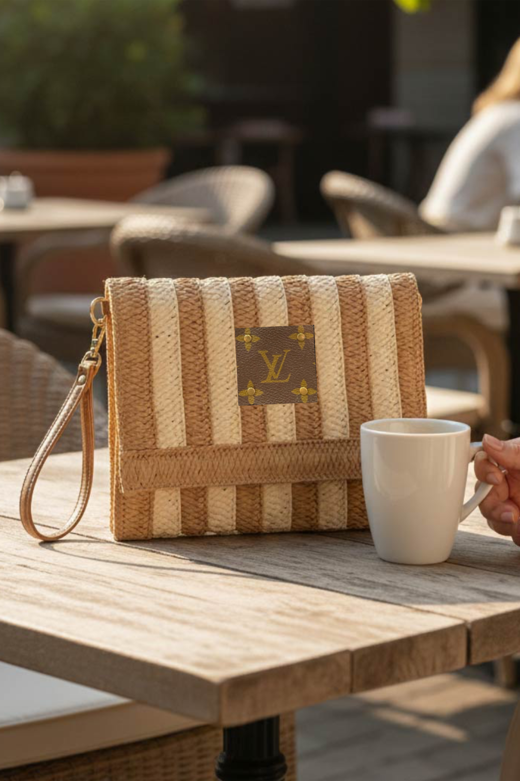 Embellish Your Life - Wholesale Clutch Bag - Women's - Upcycled Striped Straw Clutch Wristlet Crossbody5
