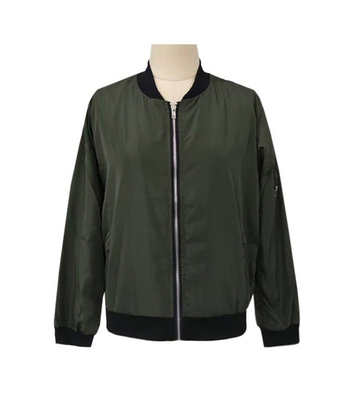 Rosa Clothing - Wholesale Bomber Jacket - Women's - Stylish thin solid crop bomber jacket4