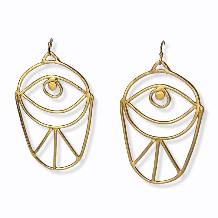 Golden Evil eye earrings for wholesale by 5elements_handbuiltart