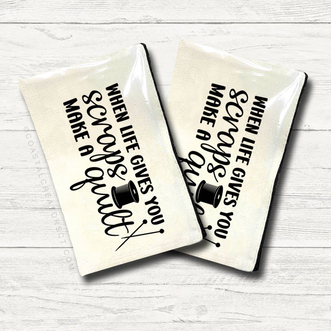 Coastal Creators of Connecticut - Wholesale Pouch - Women's - When Life Gives you Scraps, Make a Quilt Canvas Zipper Bag0