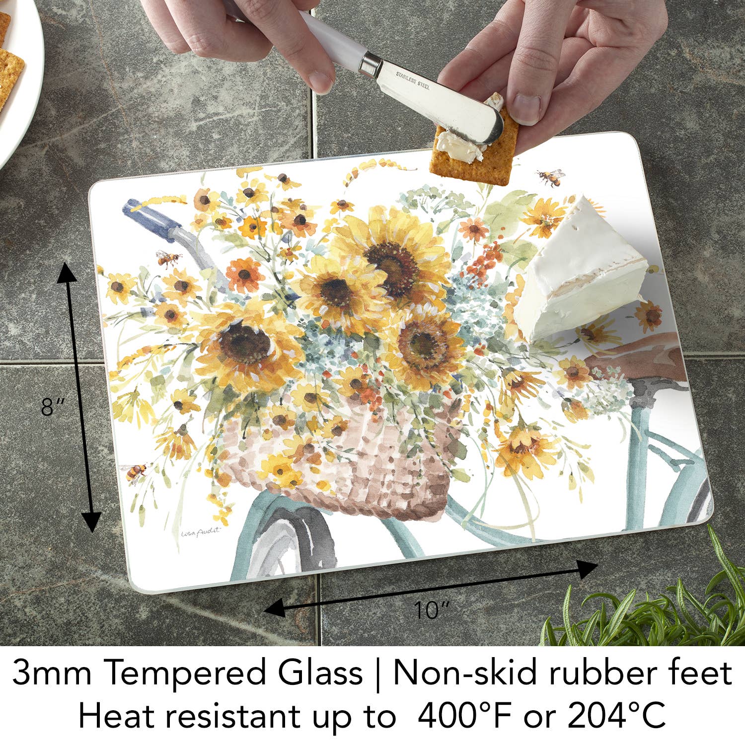 CounterArt/Highland Home/Thirstystone/CoasterStone – Großhandel Schneidebretter – Sunflowers Forever Schneidebrett aus gehärtetem Glas, 25,4 x 8"2