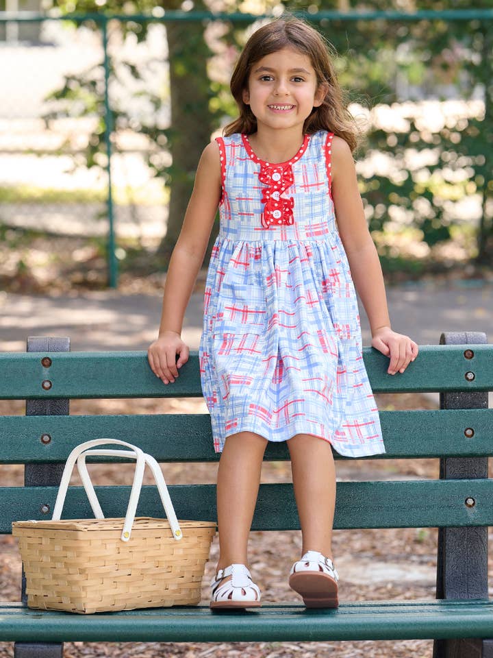 Anna Ruffle Tank Twirl Dress - Cape Cod Madras for wholesale by Sugar Bee Clothing