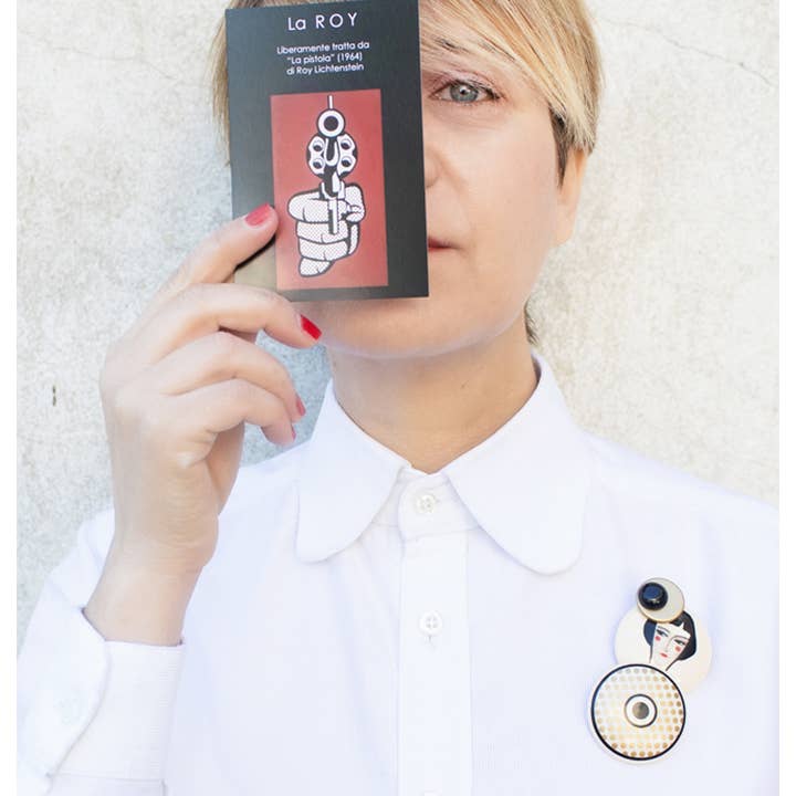 Ivory Black Gold La Roy Pin for wholesale on Faire