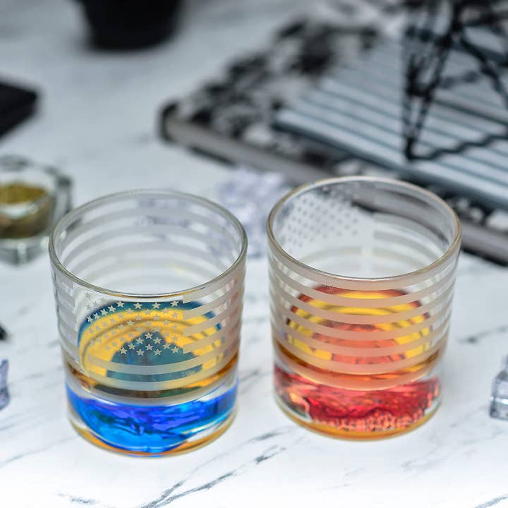 Greenline Goods - Wholesale Growler - Eagle Whiskey Glasses With Etched Flag14