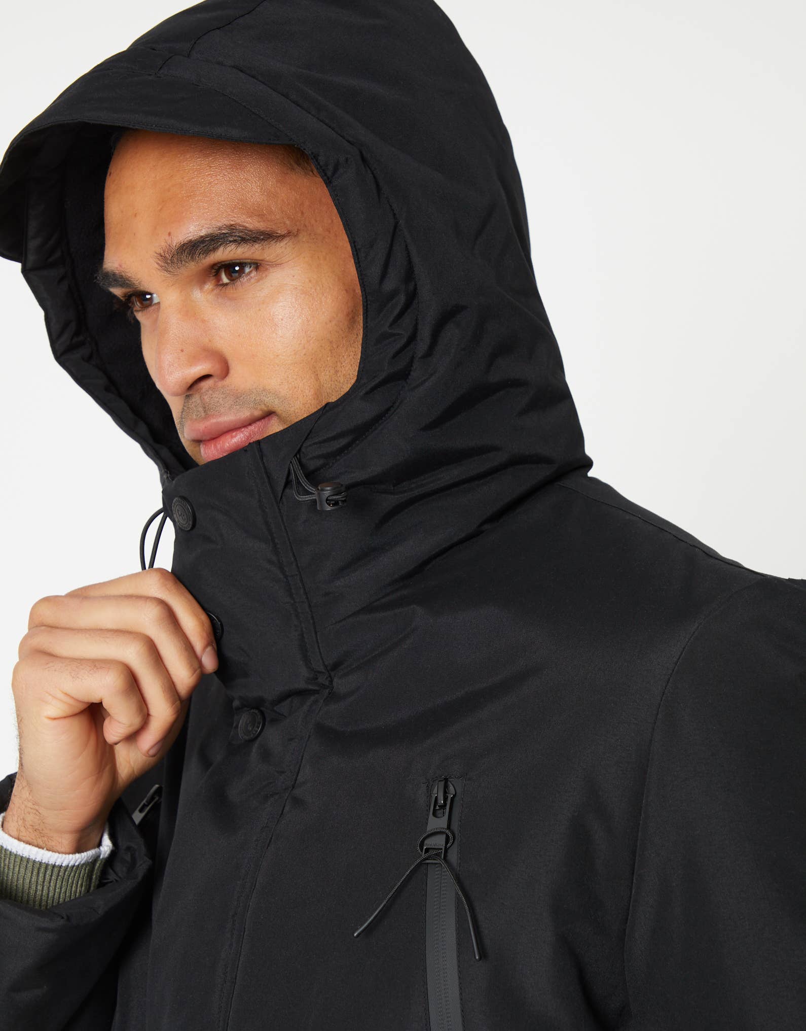 Black Men's Utility Hooded Jacket for wholesale on Faire3