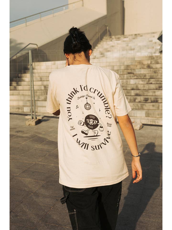 Nostalgic Apparel - Wholesale Screen Printed T-Shirt - Women's - I Will Survive | Natural Tee8